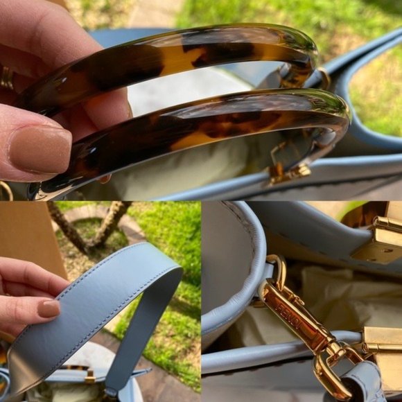 SOLD Fendi Sunshine Medium Light Blue Leather Shopper - Picture 6 of 13